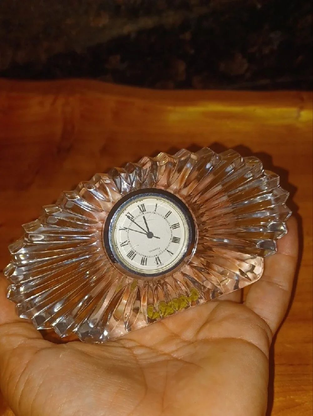 Crystal Sunburst Mantel Clock with Gold Accent